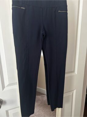Navy Blue Crop Pants with Zipper Pockets